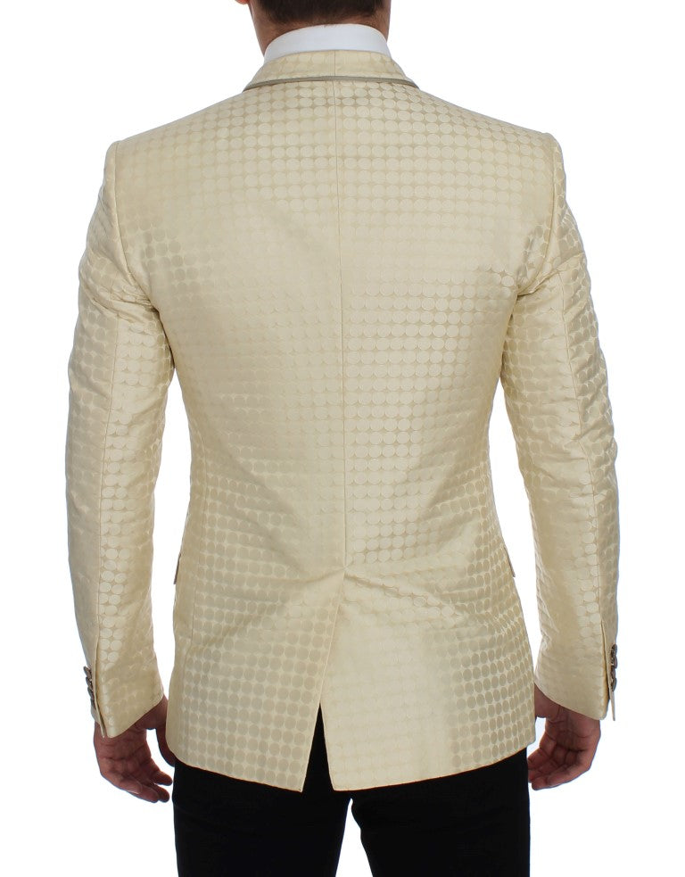Blazer 2 pièces en soie à pois beiges Dolce & Gabbana