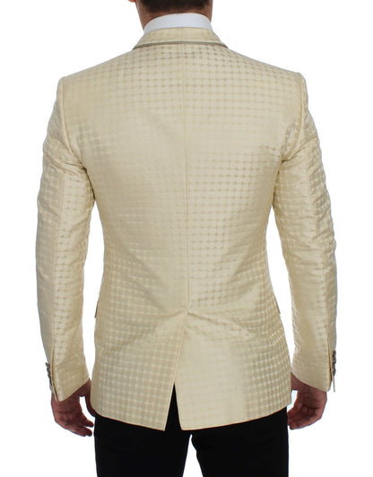 Blazer 2 pièces en soie à pois beiges Dolce & Gabbana