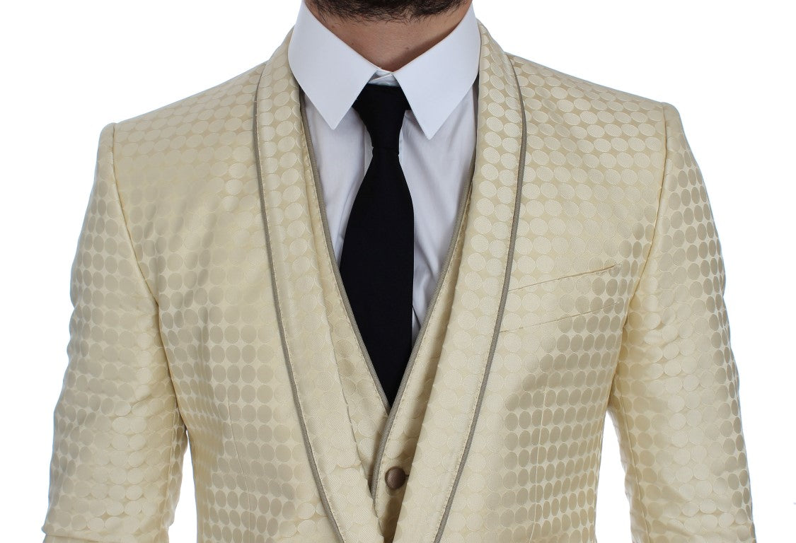 Blazer 2 pièces en soie à pois beiges Dolce & Gabbana