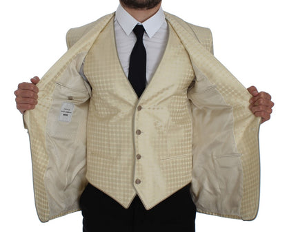 Blazer 2 pièces en soie à pois beiges Dolce & Gabbana