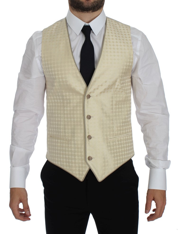 Blazer 2 pièces en soie à pois beiges Dolce & Gabbana