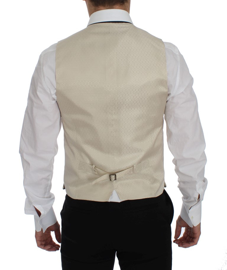 Blazer 2 pièces en soie à pois beiges Dolce & Gabbana