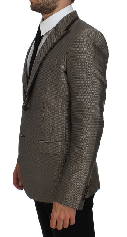 Blazer en soie marron Dolce & Gabbana, coupe ajustée, deux boutons