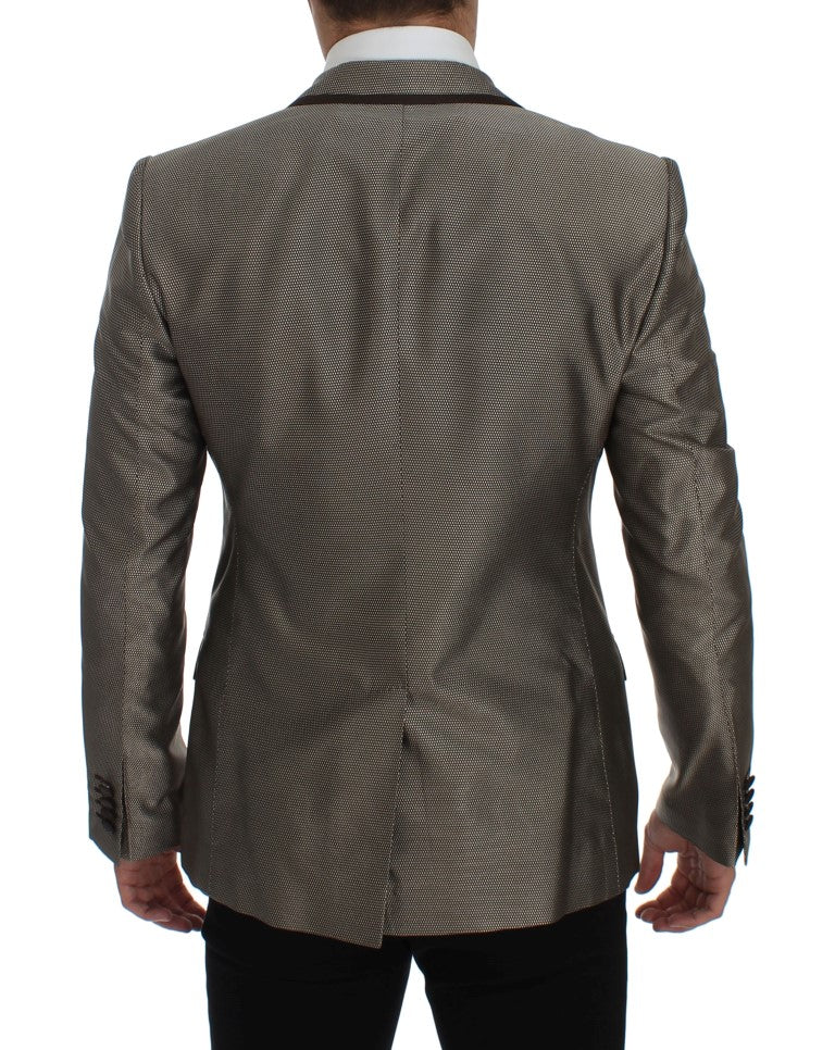 Blazer en soie marron Dolce & Gabbana, coupe ajustée, deux boutons