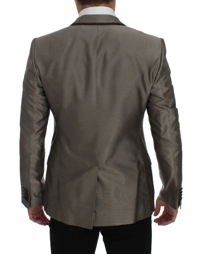 Blazer en soie marron Dolce & Gabbana, coupe ajustée, deux boutons