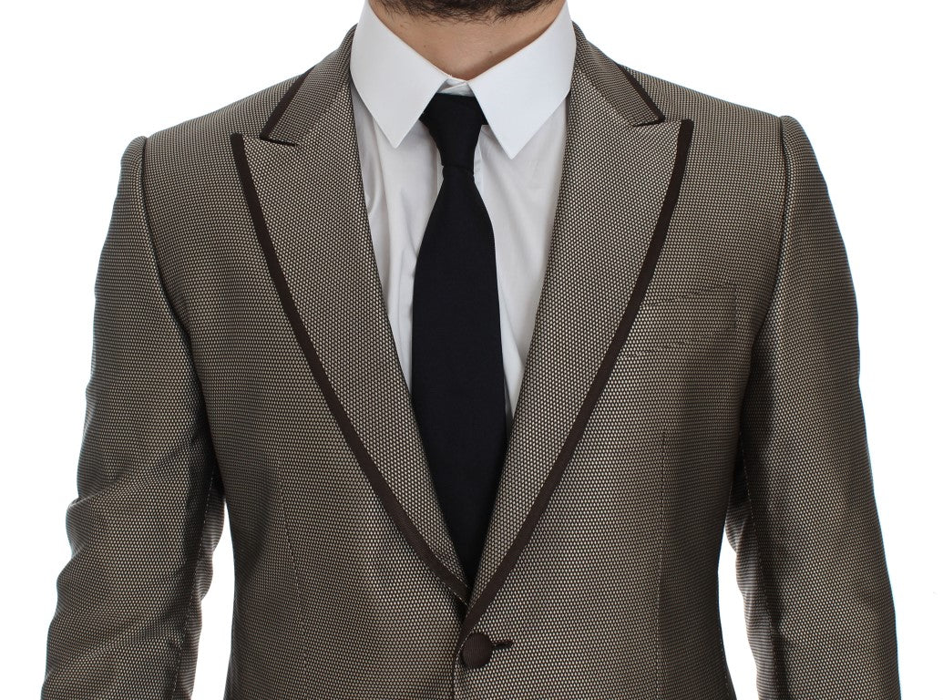 Blazer en soie marron Dolce & Gabbana, coupe ajustée, deux boutons
