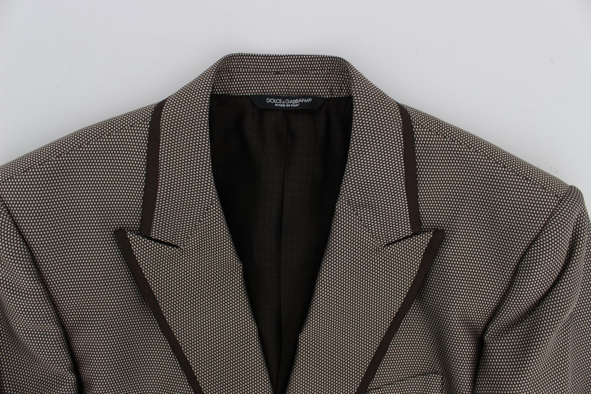 Blazer en soie marron Dolce & Gabbana, coupe ajustée, deux boutons