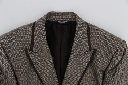 Blazer en soie marron Dolce & Gabbana, coupe ajustée, deux boutons