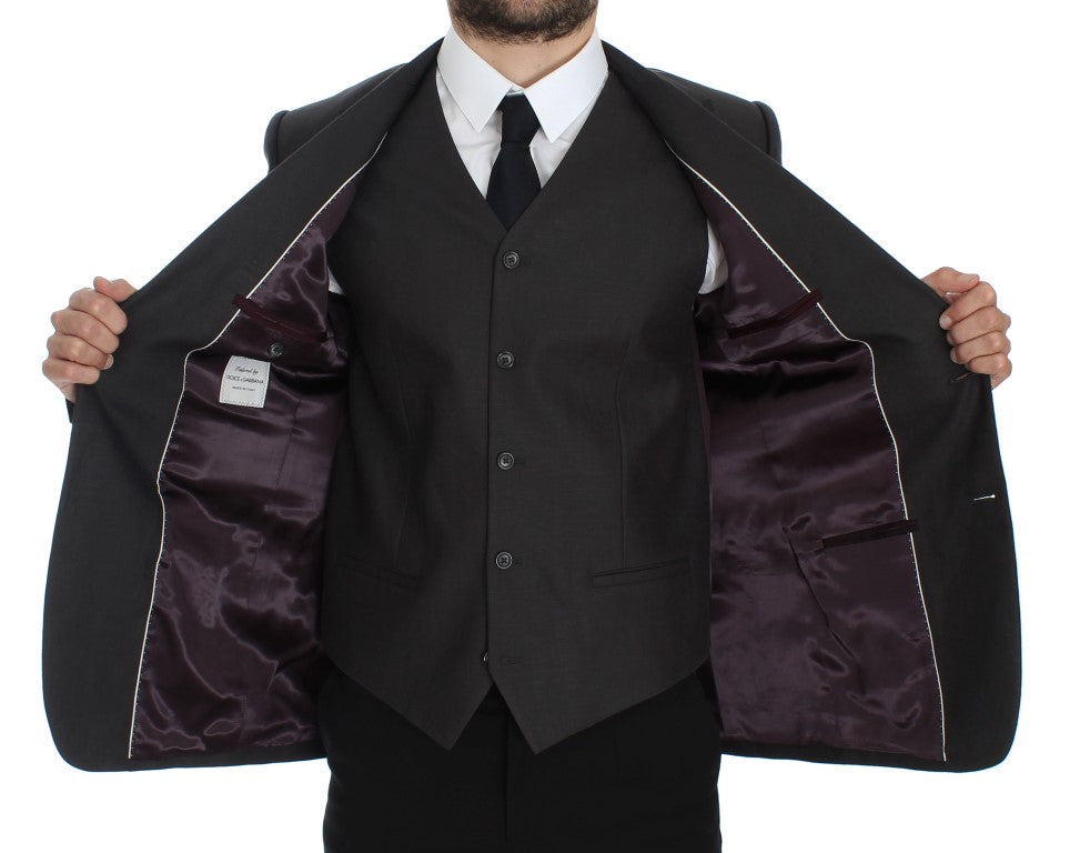 Veste de costume Dolce & Gabbana gris en lin coupe ajustée
