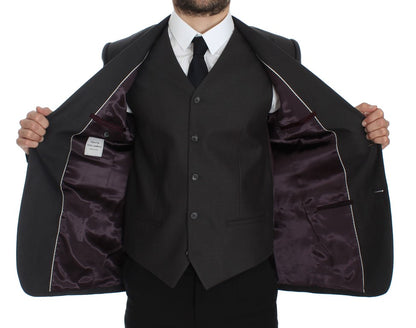Veste de costume Dolce & Gabbana gris en lin coupe ajustée