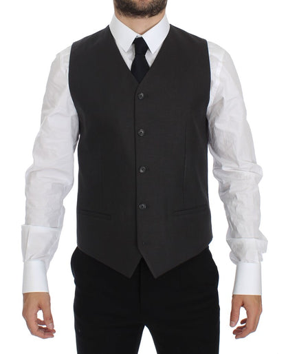 Veste de costume Dolce & Gabbana gris en lin coupe ajustée