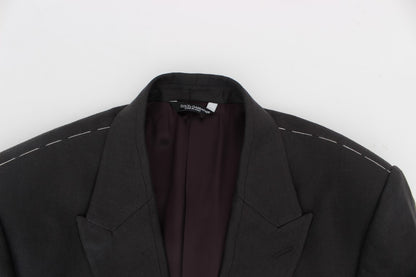 Veste de costume Dolce & Gabbana gris en lin coupe ajustée