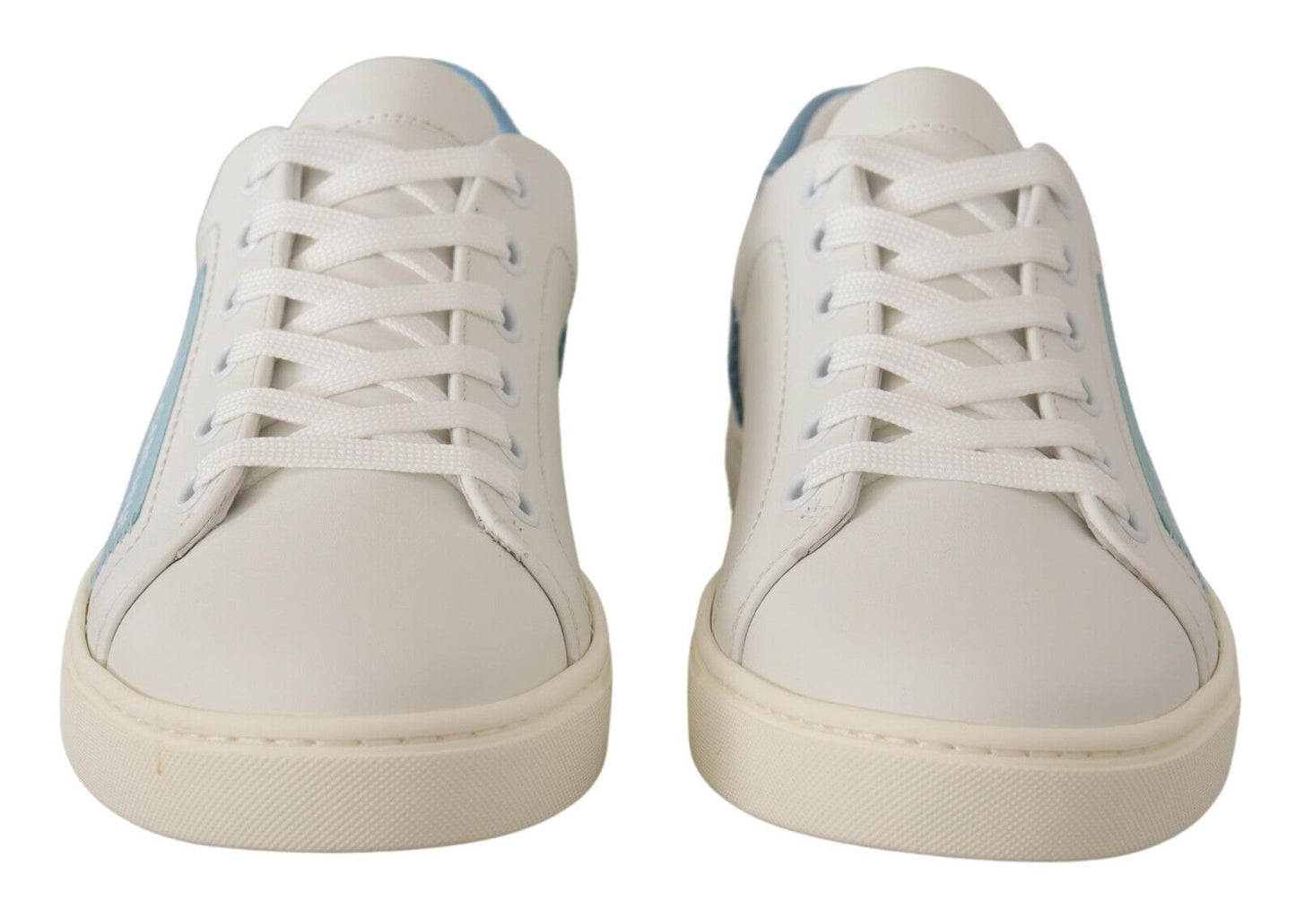 Chaussures de sport basses en cuir bleu et blanc Dolce & Gabbana