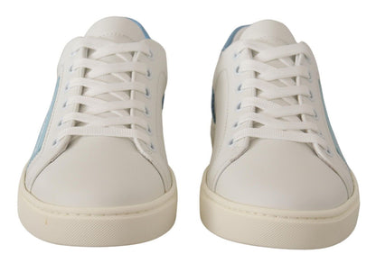 Chaussures de sport basses en cuir bleu et blanc Dolce & Gabbana