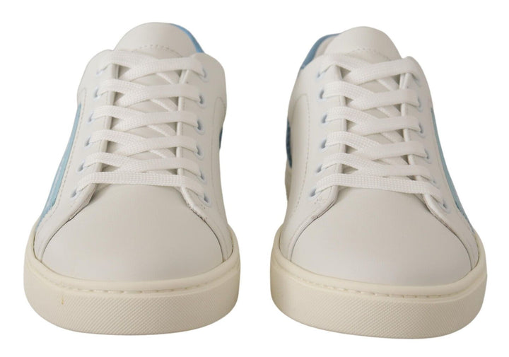 Dolce & Gabbana Zapatillas Bajas de Cuero Blancas y Azules