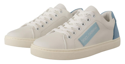 Chaussures de sport basses en cuir bleu et blanc Dolce & Gabbana