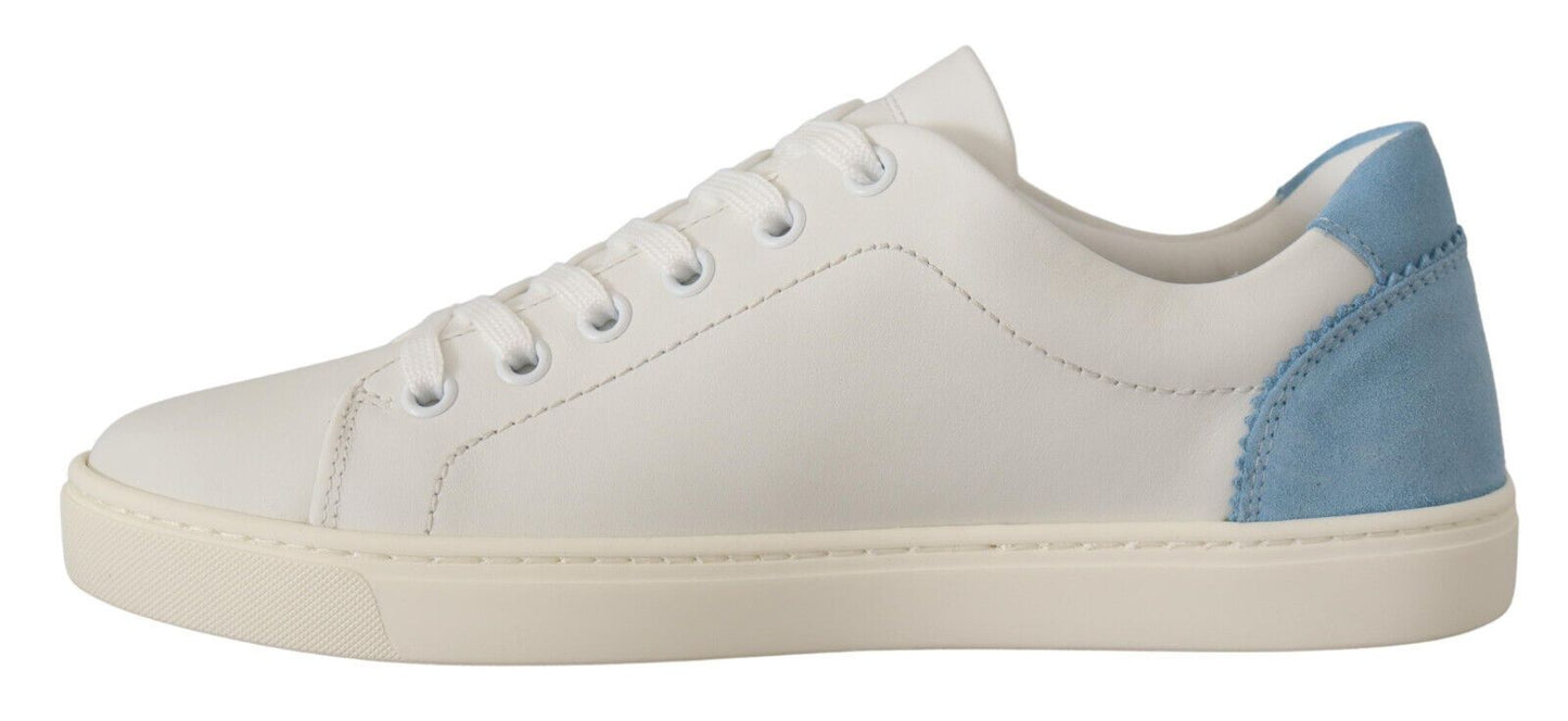 Chaussures de sport basses en cuir bleu et blanc Dolce & Gabbana