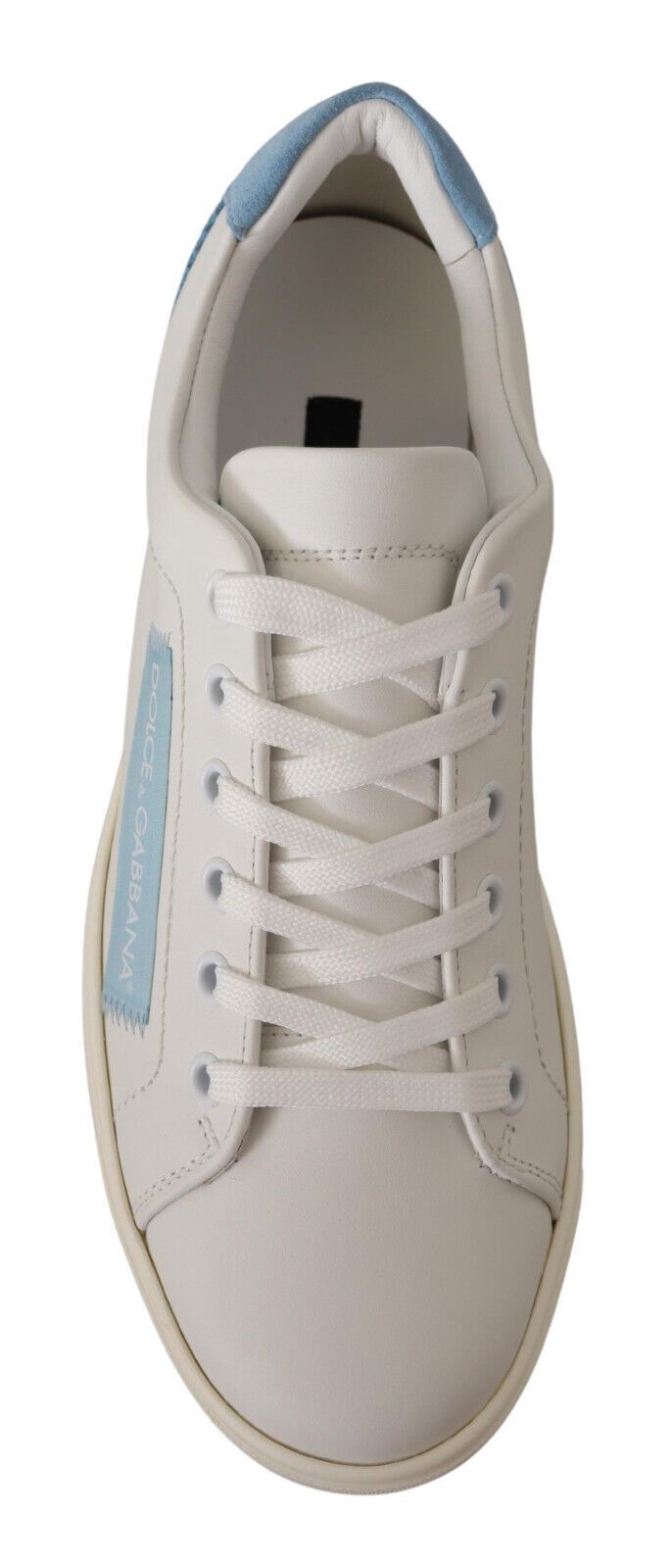 Chaussures de sport basses en cuir bleu et blanc Dolce & Gabbana
