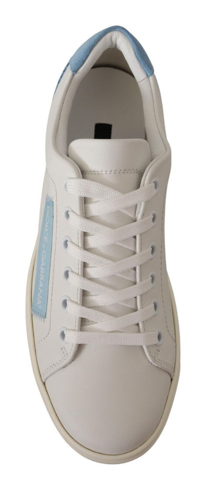 Chaussures de sport basses en cuir bleu et blanc Dolce & Gabbana