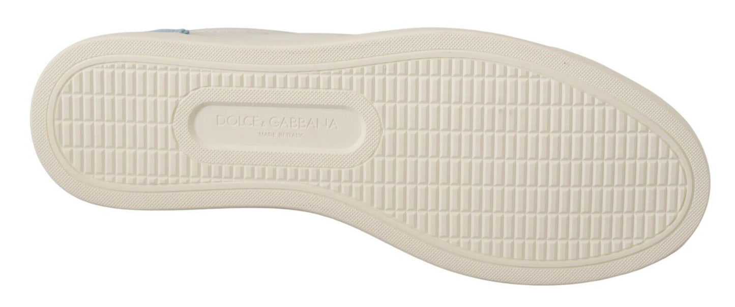 Chaussures de sport basses en cuir bleu et blanc Dolce & Gabbana