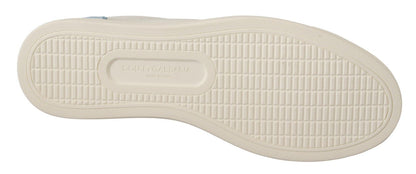 Chaussures de sport basses en cuir bleu et blanc Dolce & Gabbana