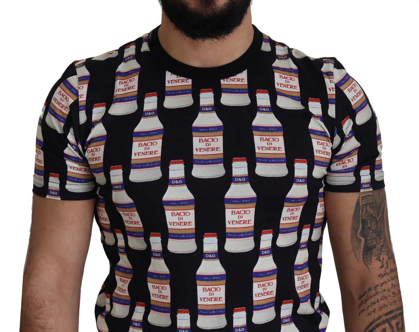 T-shirt col rond en coton noir Bacio Di Venere Dolce & Gabbana
