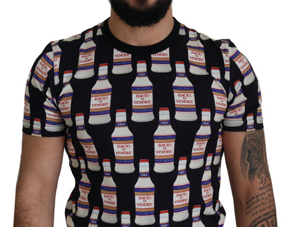 T-shirt col rond en coton noir Bacio Di Venere Dolce & Gabbana
