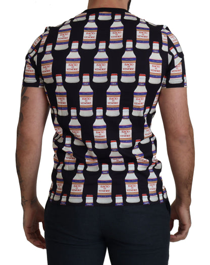 T-shirt col rond en coton noir Bacio Di Venere Dolce & Gabbana