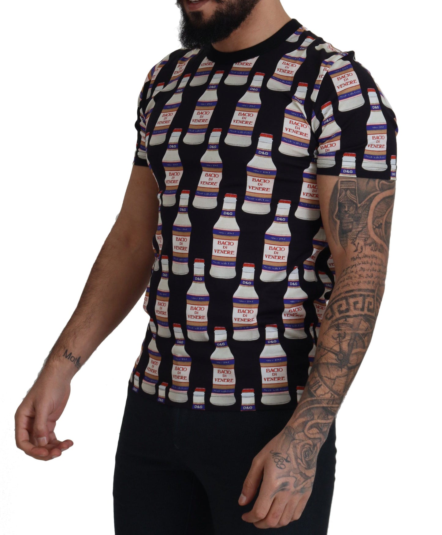T-shirt col rond en coton noir Bacio Di Venere Dolce & Gabbana