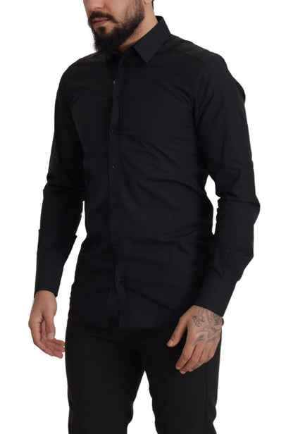 Chemise habillée Dolce & Gabbana GOLD cintrée en coton noir