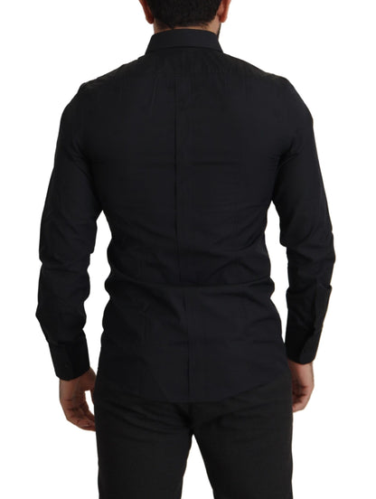 Chemise habillée Dolce & Gabbana GOLD cintrée en coton noir