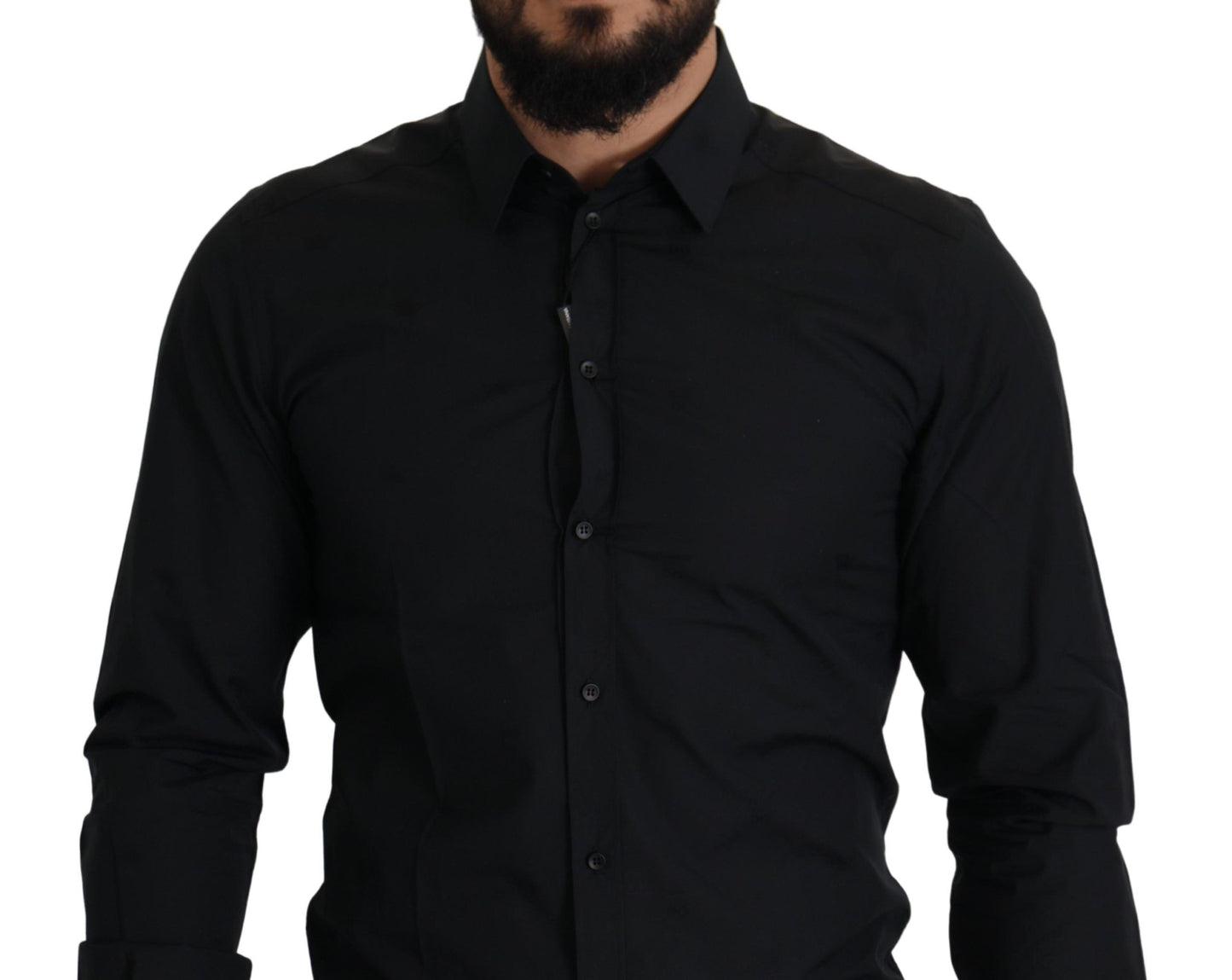 Chemise habillée Dolce & Gabbana GOLD cintrée en coton noir