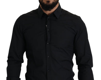 Chemise habillée Dolce & Gabbana GOLD cintrée en coton noir