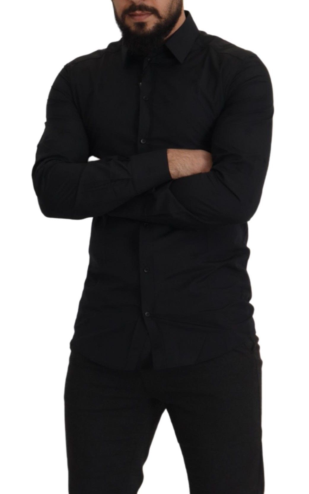 Chemise habillée Dolce & Gabbana GOLD cintrée en coton noir