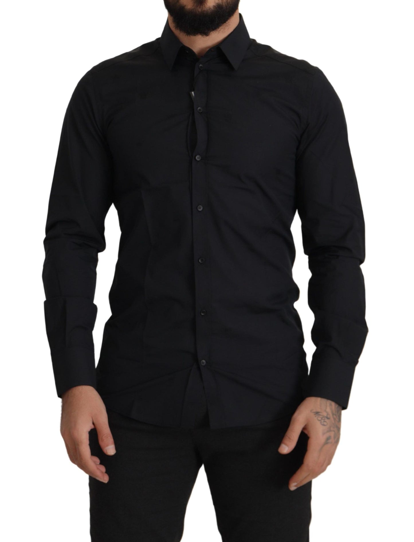 Chemise habillée Dolce & Gabbana GOLD cintrée en coton noir