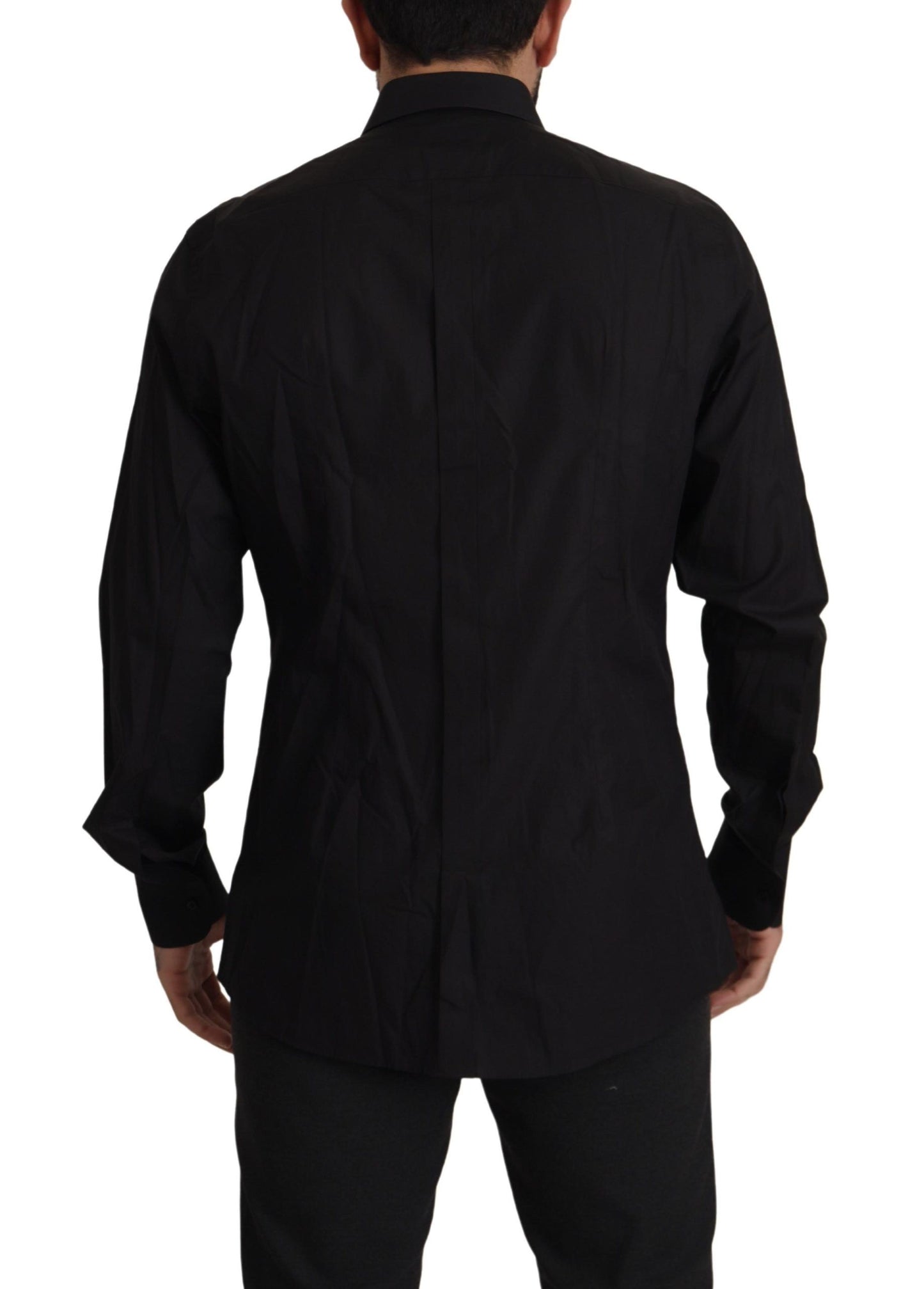 Chemise de soirée smoking Dolce & Gabbana noire coupe slim dorée