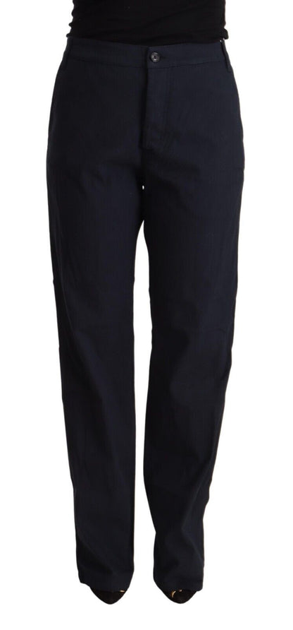 Exte Black High Waist Tapered Cotton Pants
