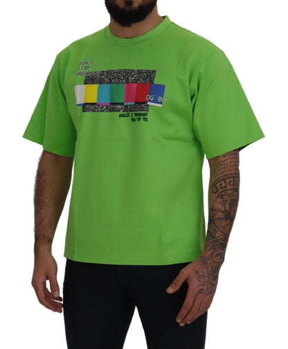 T-shirt haut Dolce & Gabbana en coton vert DG CHANNEL