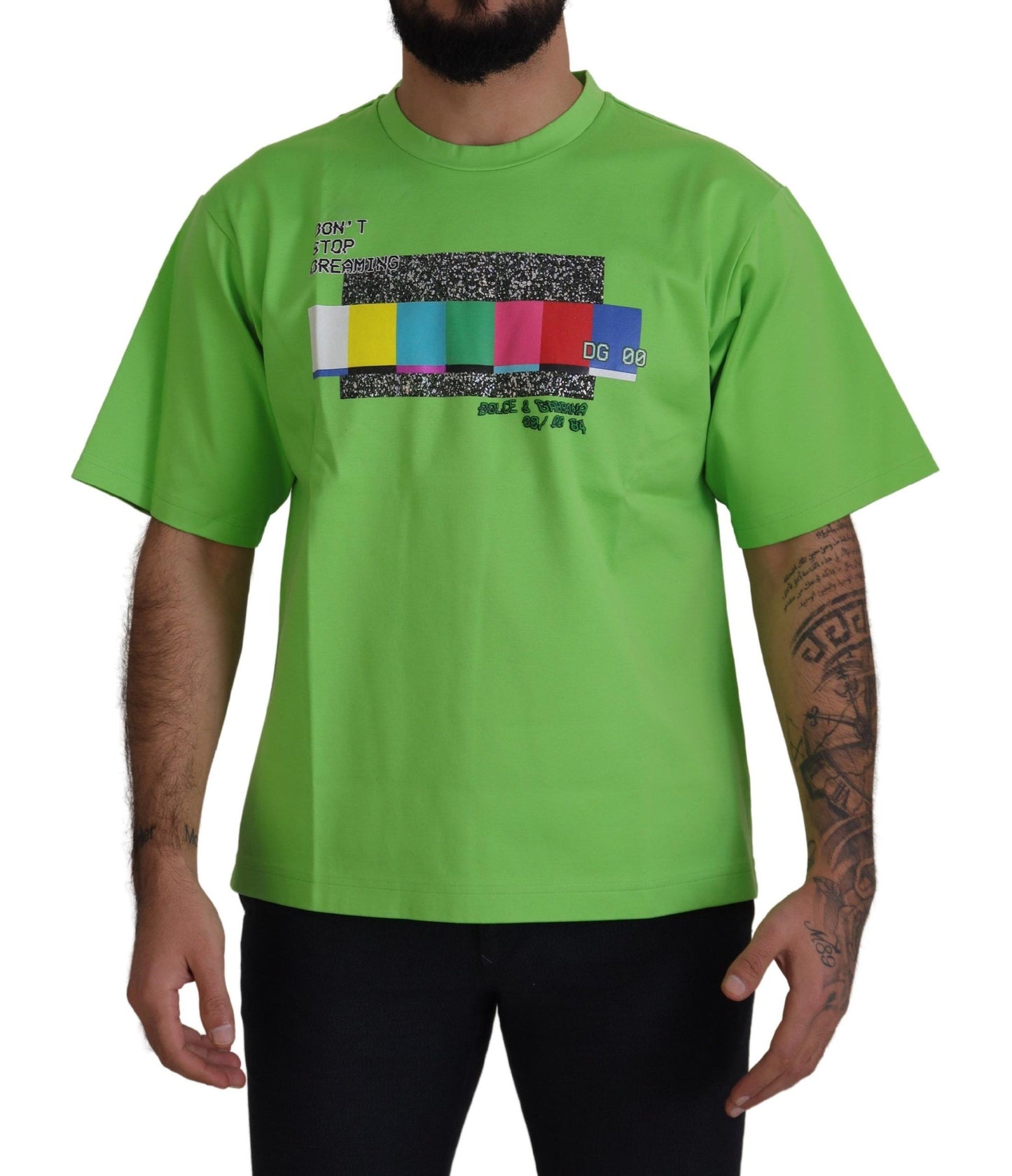 T-shirt haut Dolce & Gabbana en coton vert DG CHANNEL