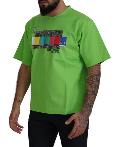 T-shirt haut Dolce & Gabbana en coton vert DG CHANNEL