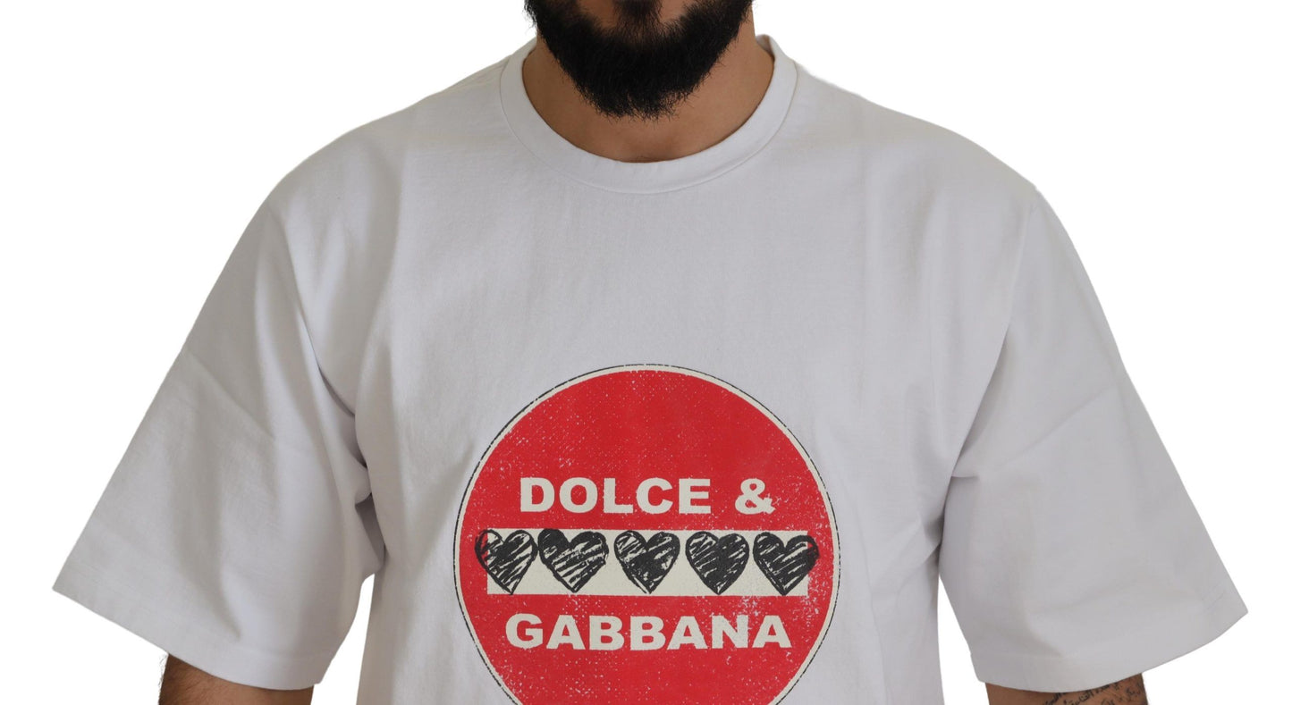 T-shirt col rond en coton blanc Dolce & Gabbana Amor Cœur