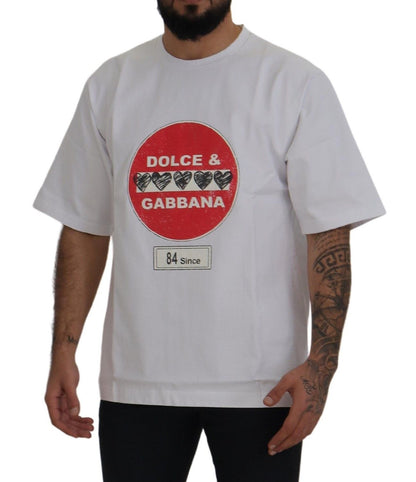 T-shirt col rond en coton blanc Dolce & Gabbana Amor Cœur