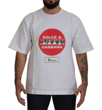 T-shirt col rond en coton blanc Dolce & Gabbana Amor Cœur