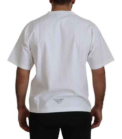 T-shirt à col rond en coton blanc avec imprimé logo Dolce & Gabbana