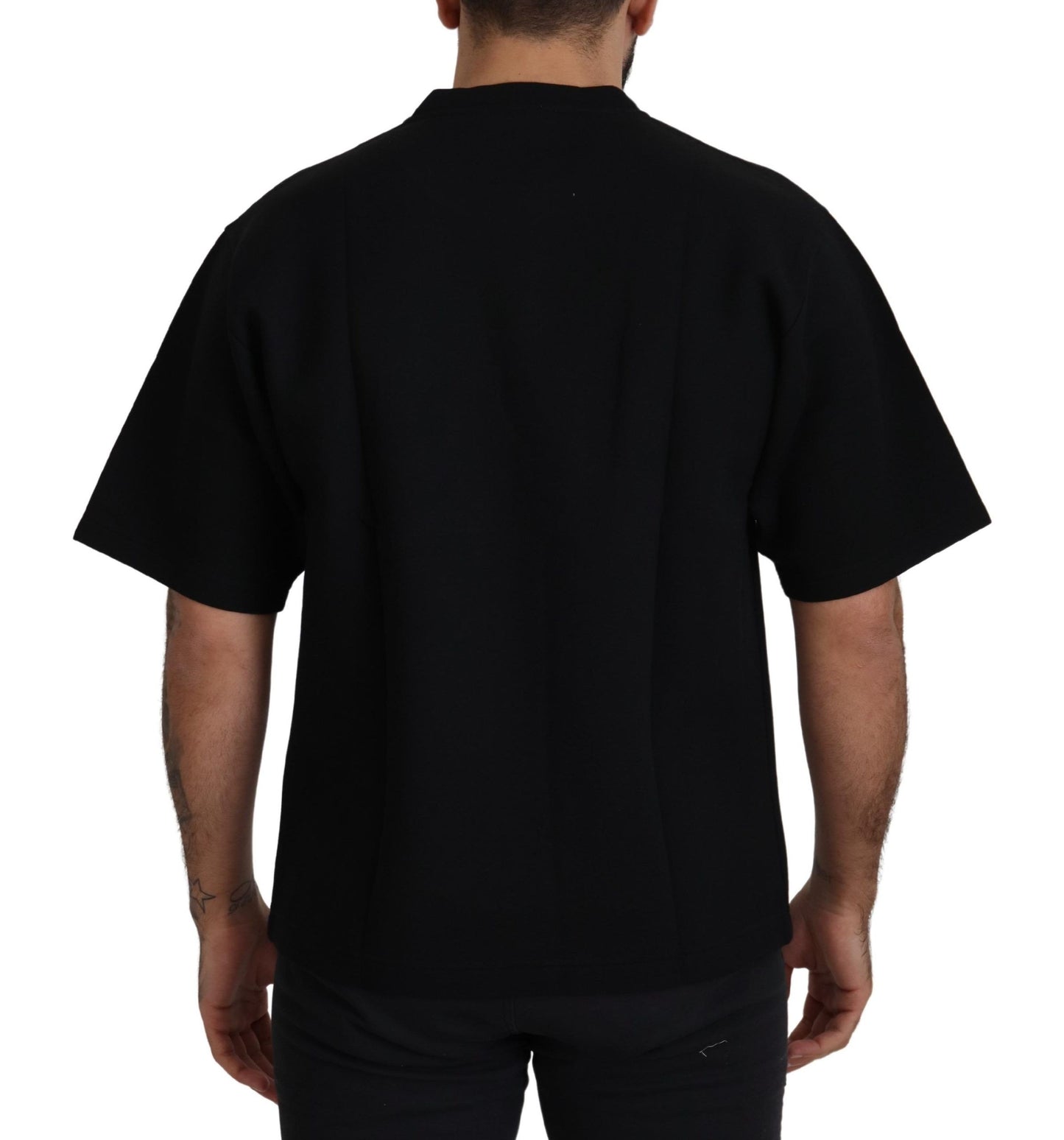 Camiseta de algodón con cuello redondo y logo negro de Dolce & Gabbana