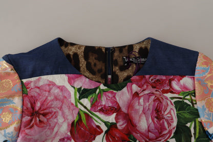 Robe courte fourreau jacquard Dolce & Gabbana multicolore patchwork fleuri