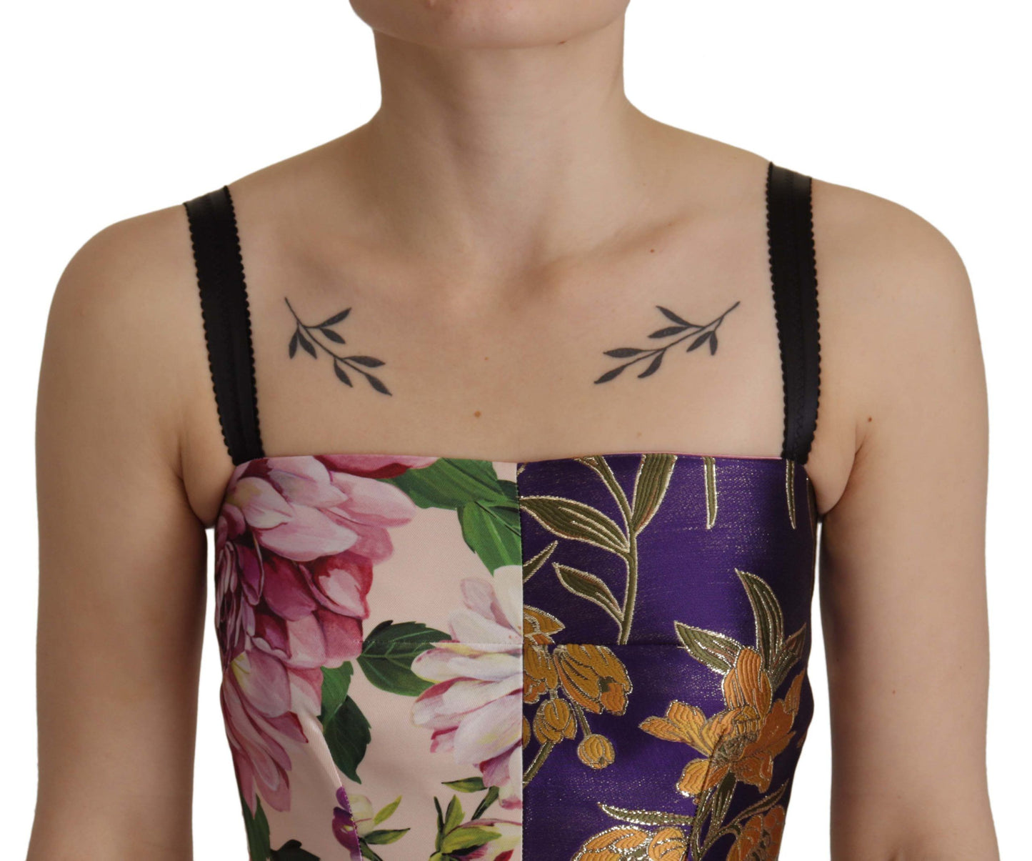Robe Dolce & Gabbana Midi Jacquard Floral Patchwork en Soie