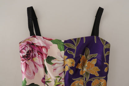 Robe Dolce & Gabbana Midi Jacquard Floral Patchwork en Soie