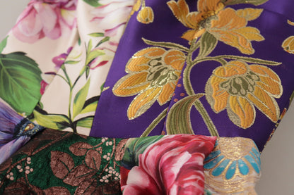 Robe Dolce & Gabbana Midi Jacquard Floral Patchwork en Soie
