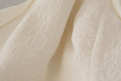 Robe fourreau Dolce & Gabbana en brocart jacquard blanc mi-long fleuri